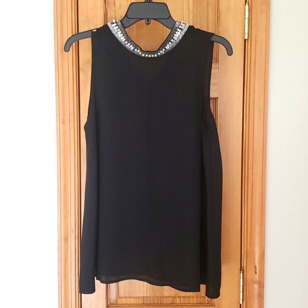 NWT Dressy Black Tank Blouse Size Large